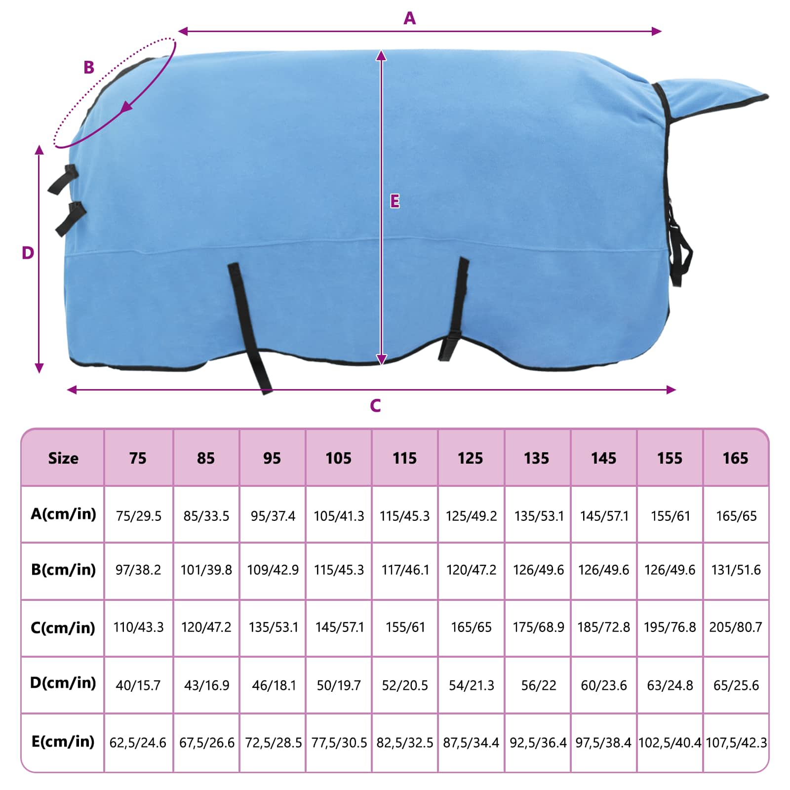 Coperta per Cavalli Aqua Completo 125 cm Fleece in poliestere