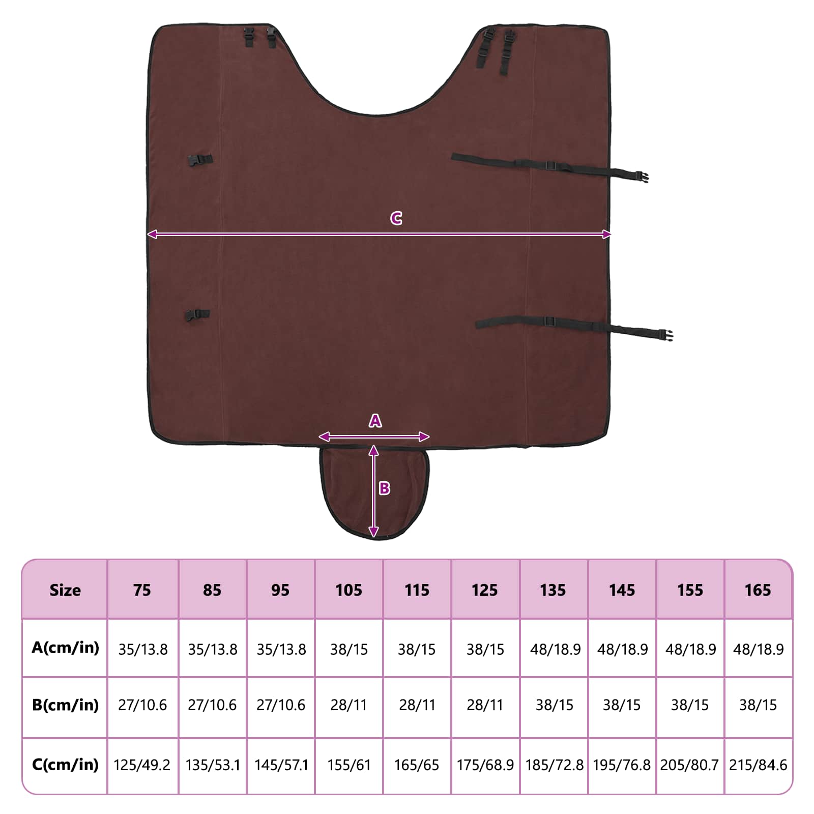 Coperta per Cavalli Marrone Scuro Completo 125 cm