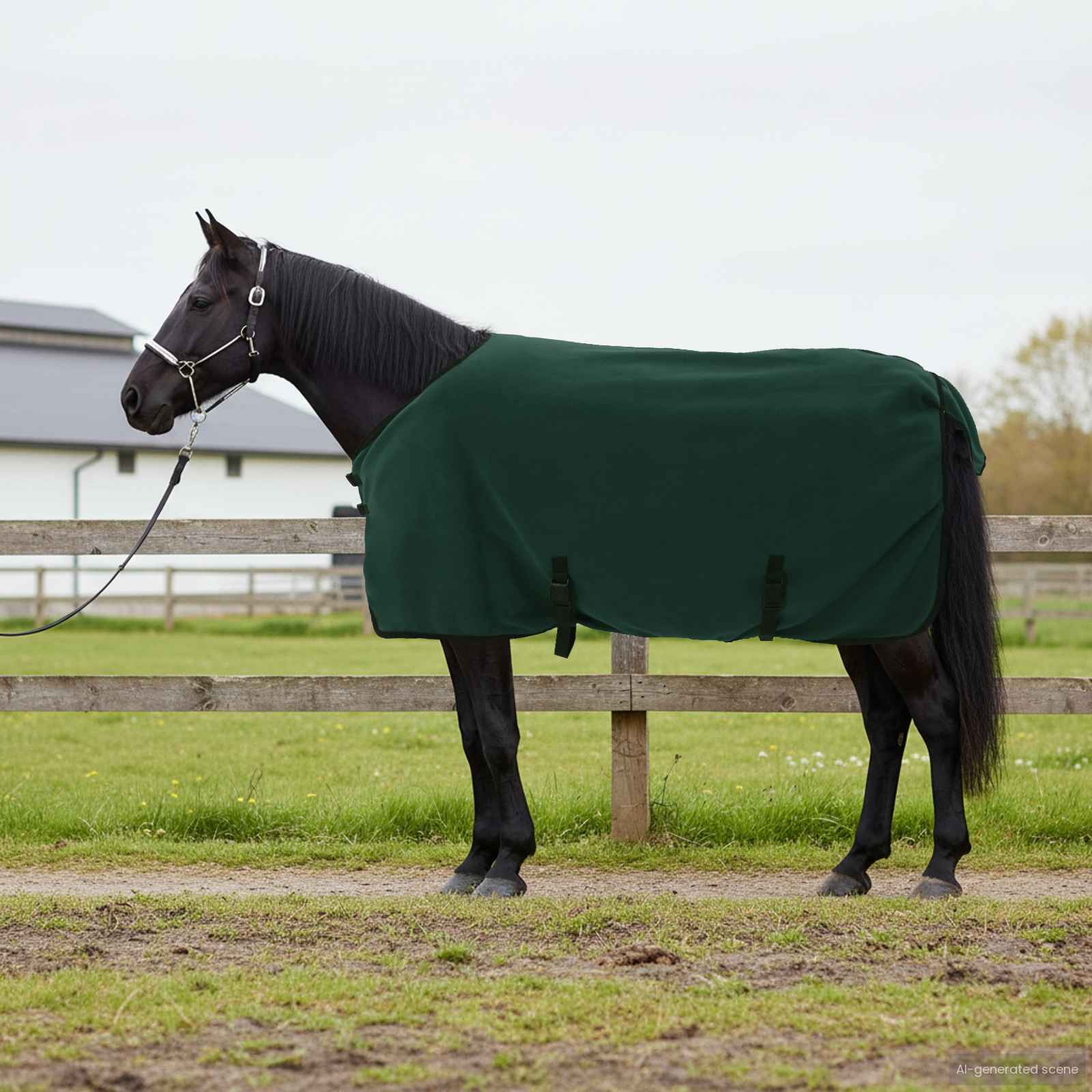 Coperta per Cavalli Verde Scuro 105 cm Fleece in poliestere