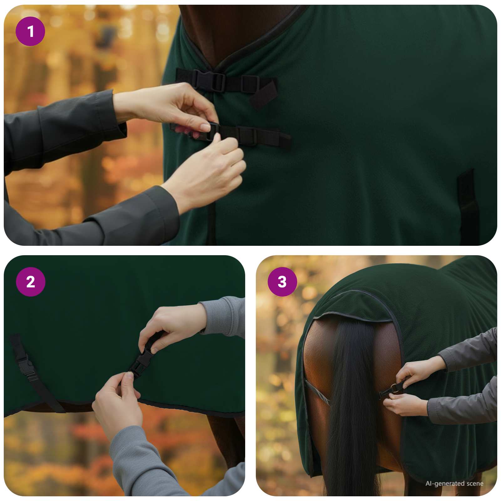 Coperta per Cavalli Verde scuro completo 115 cm