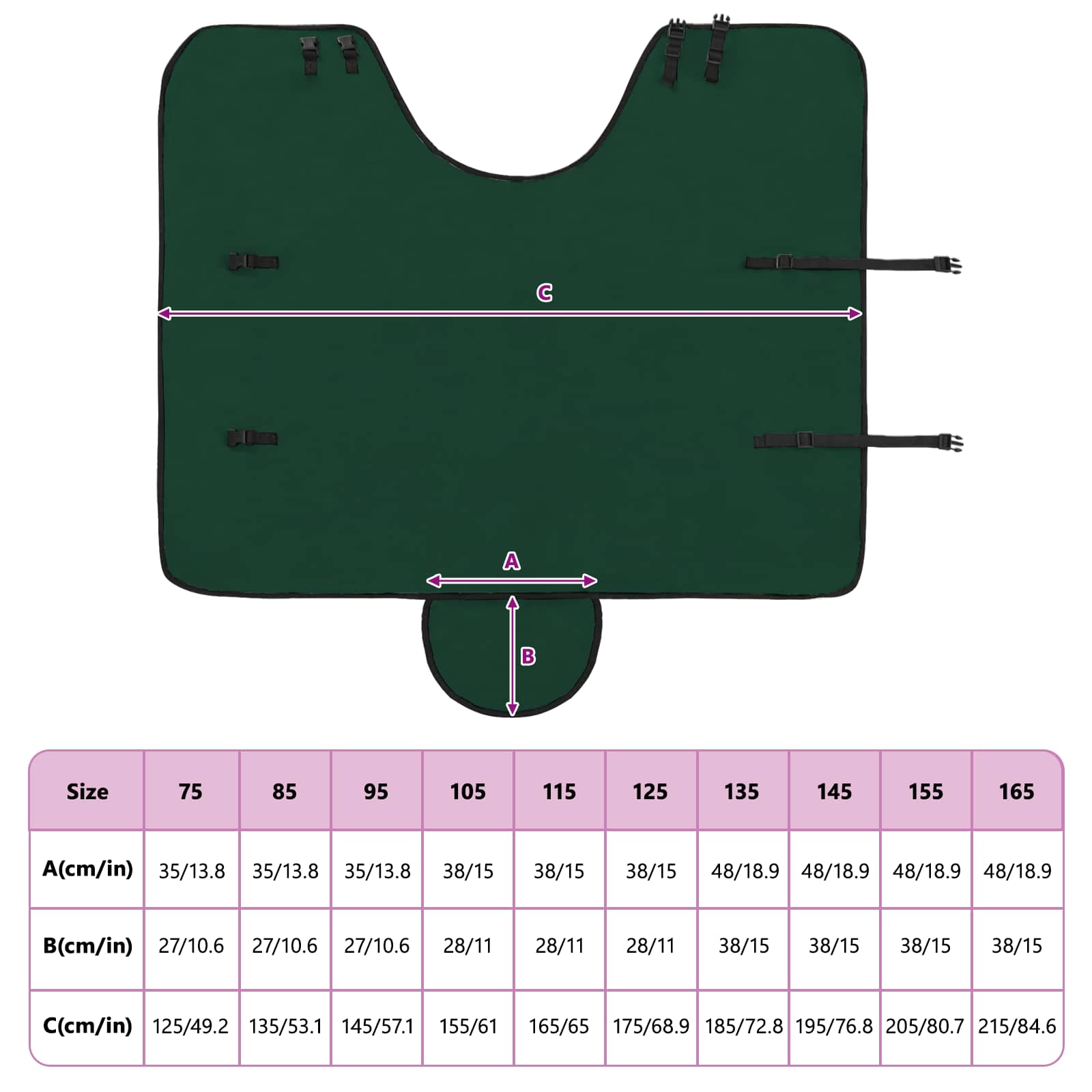 Coperta per Cavalli Verde scuro completo 115 cm