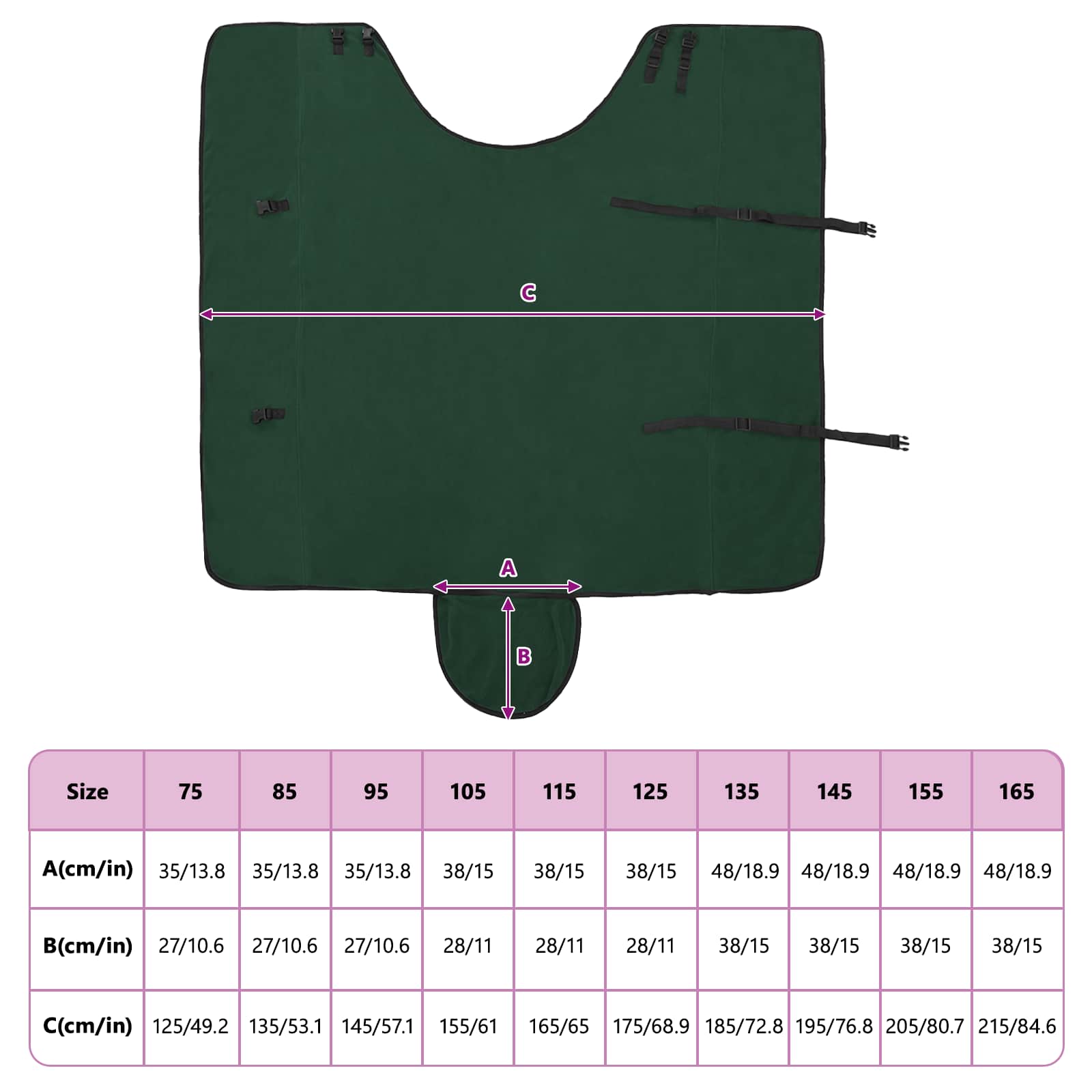 Coperta per Cavalli Verde scuro completo 135 cm