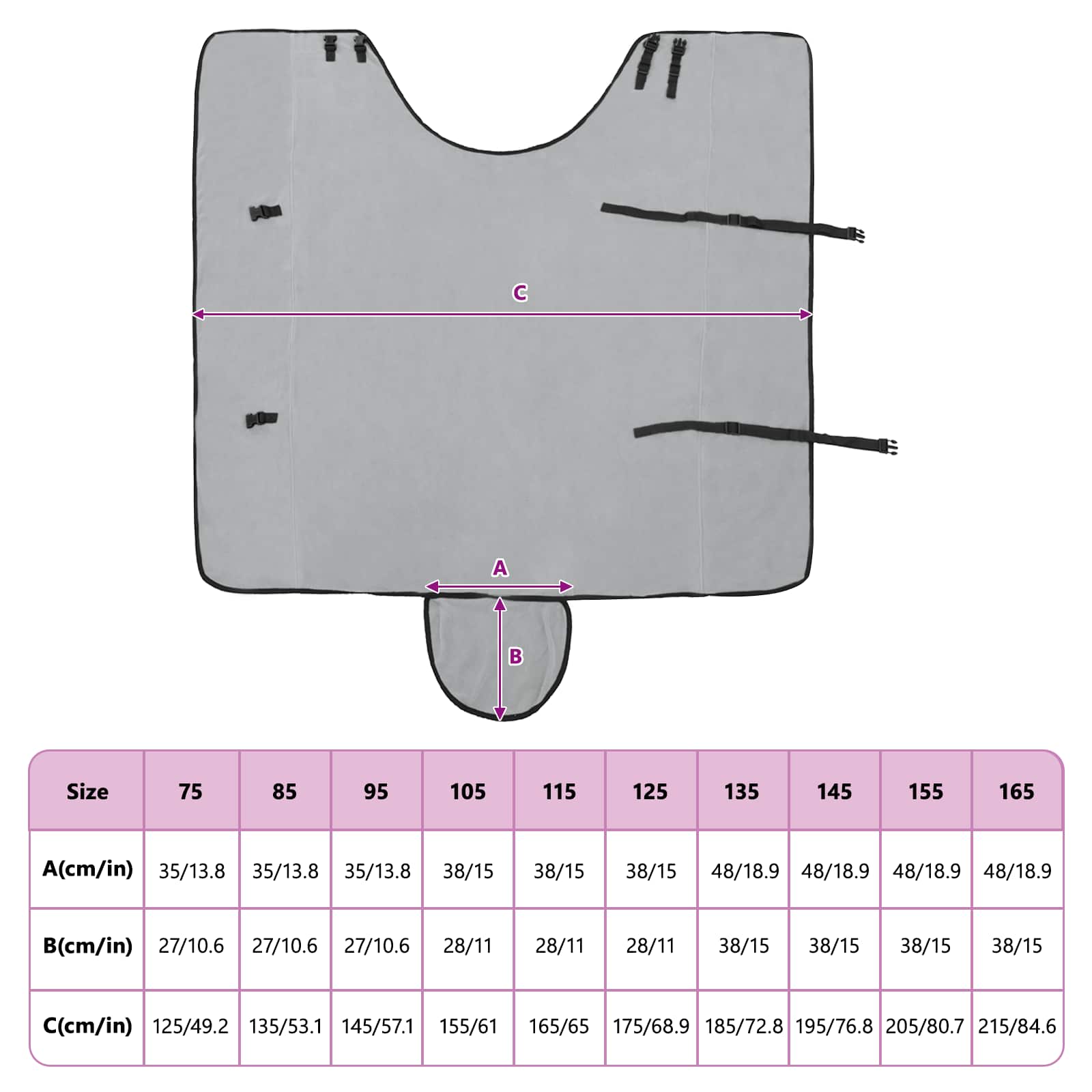 Coperta per Cavalli Grigio chiaro e rosa completo 125 cm