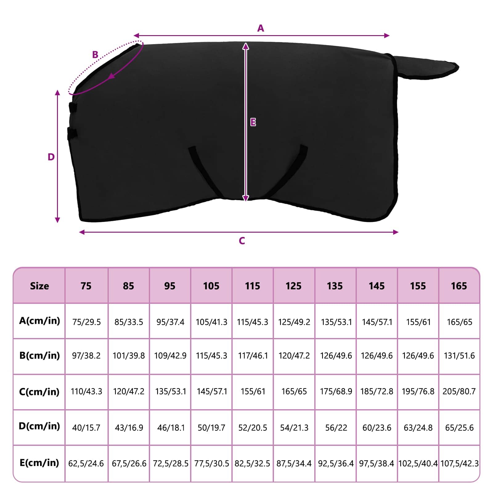 Coperta per Cavalli Nero 115 cm Fleece in poliestere