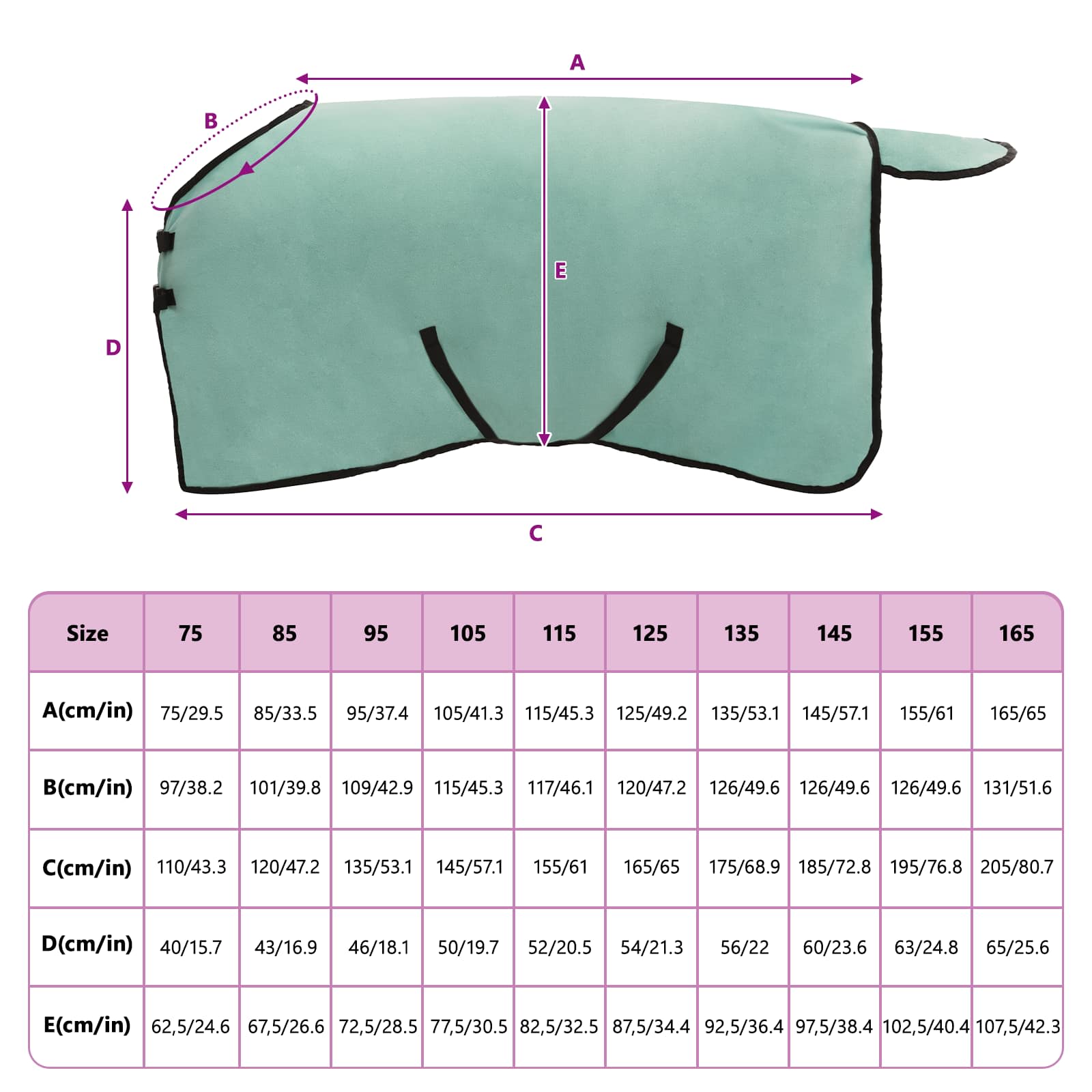 Coperta per Cavalli Verde speciale 115 cm Fleece in poliestere