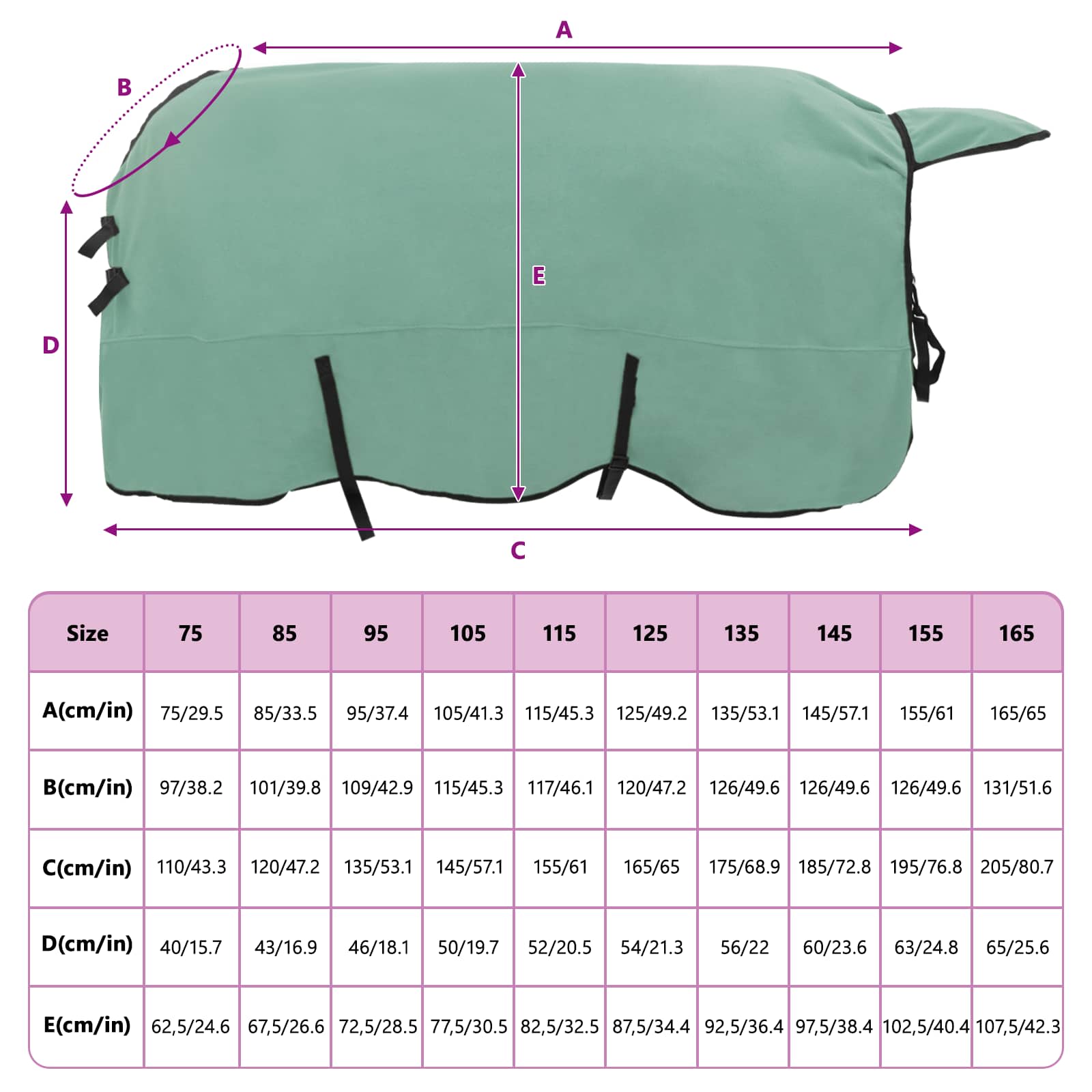 Coperta per Cavalli Verde speciale 135 cm Fleece in poliestere