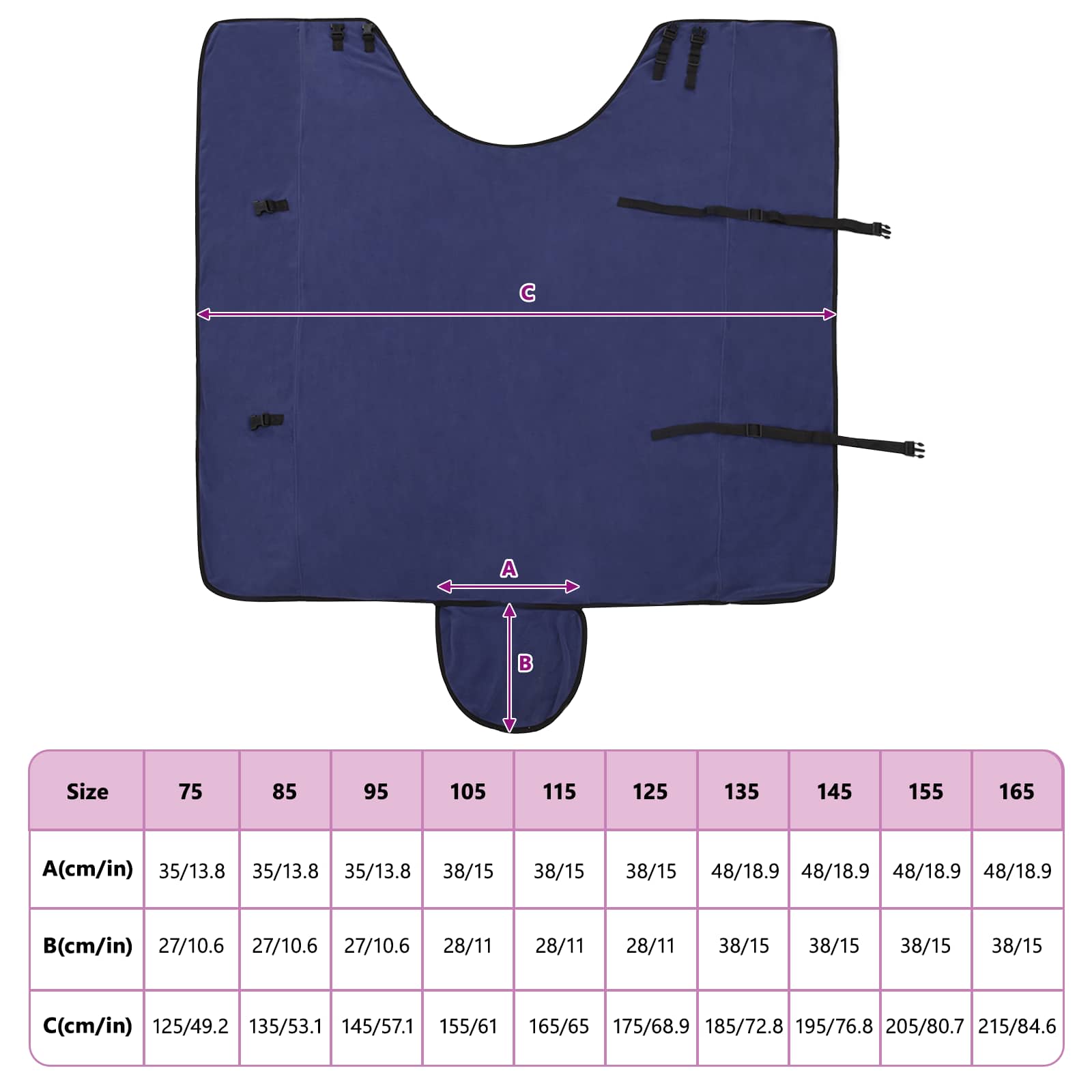 Coperta per Cavalli Blu navy 125 cm Fleece in poliestere