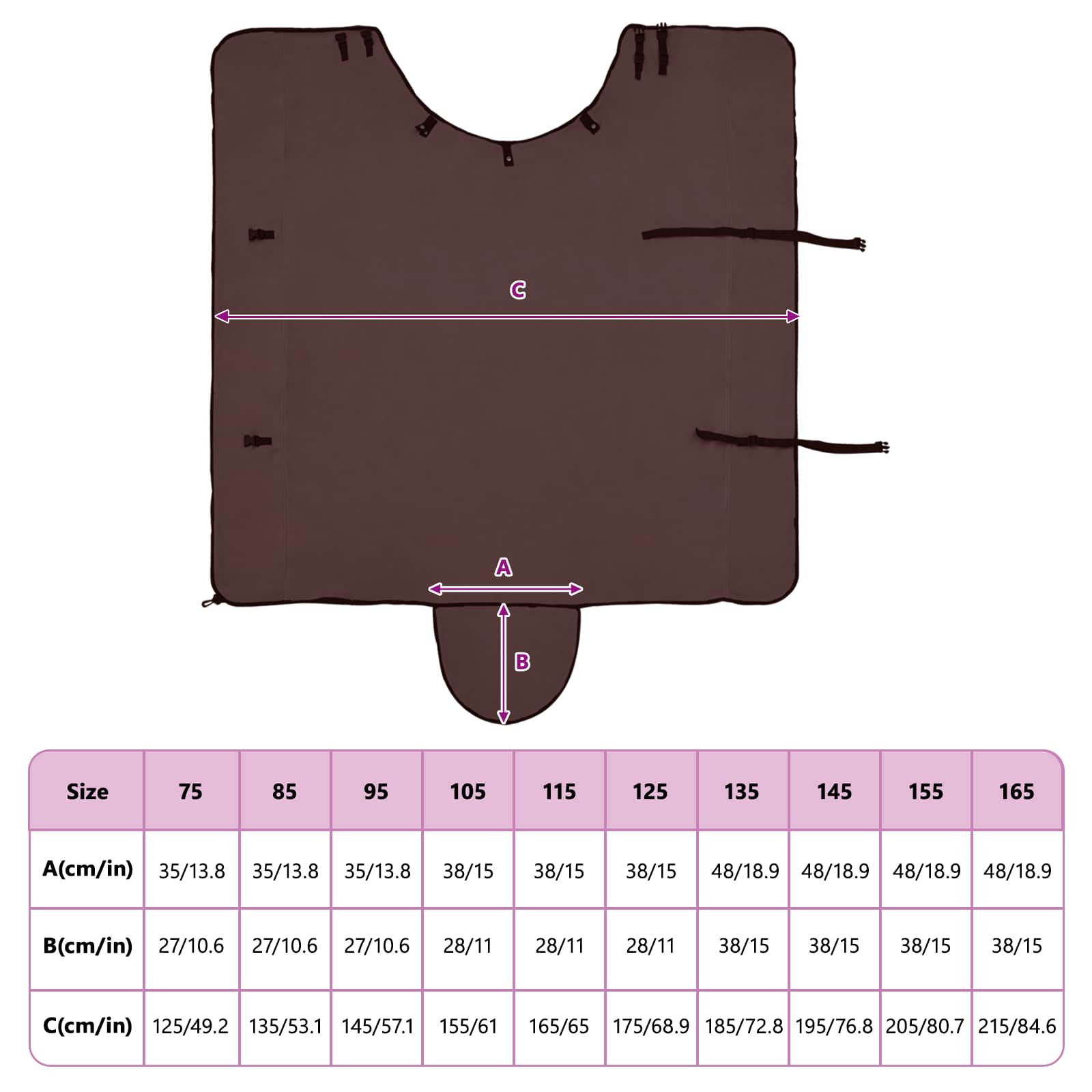 Coperta per Cavalli Marrone Scuro Completo 145 cm