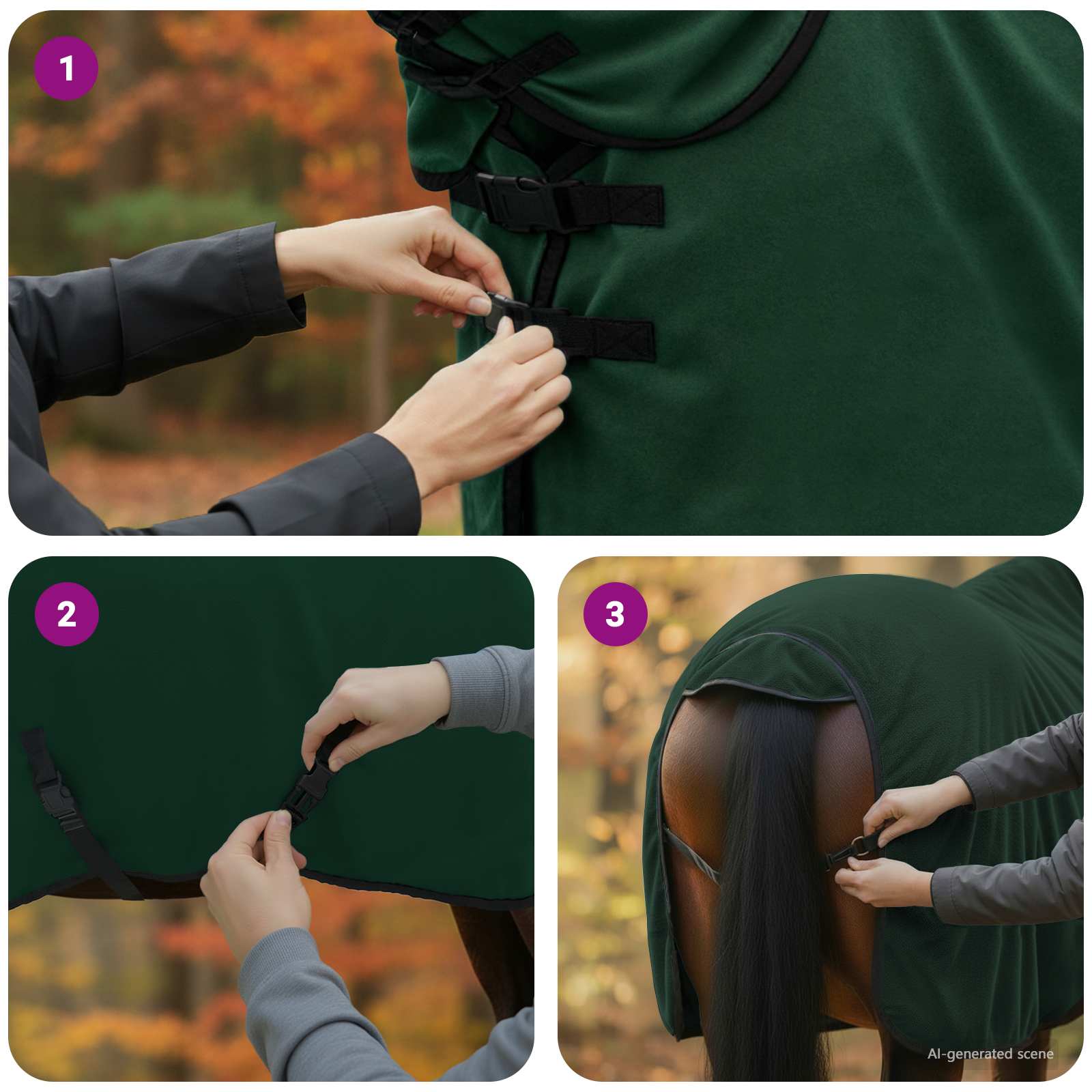 Coperta per Cavalli Verde Scuro 105 cm Fleece in poliestere