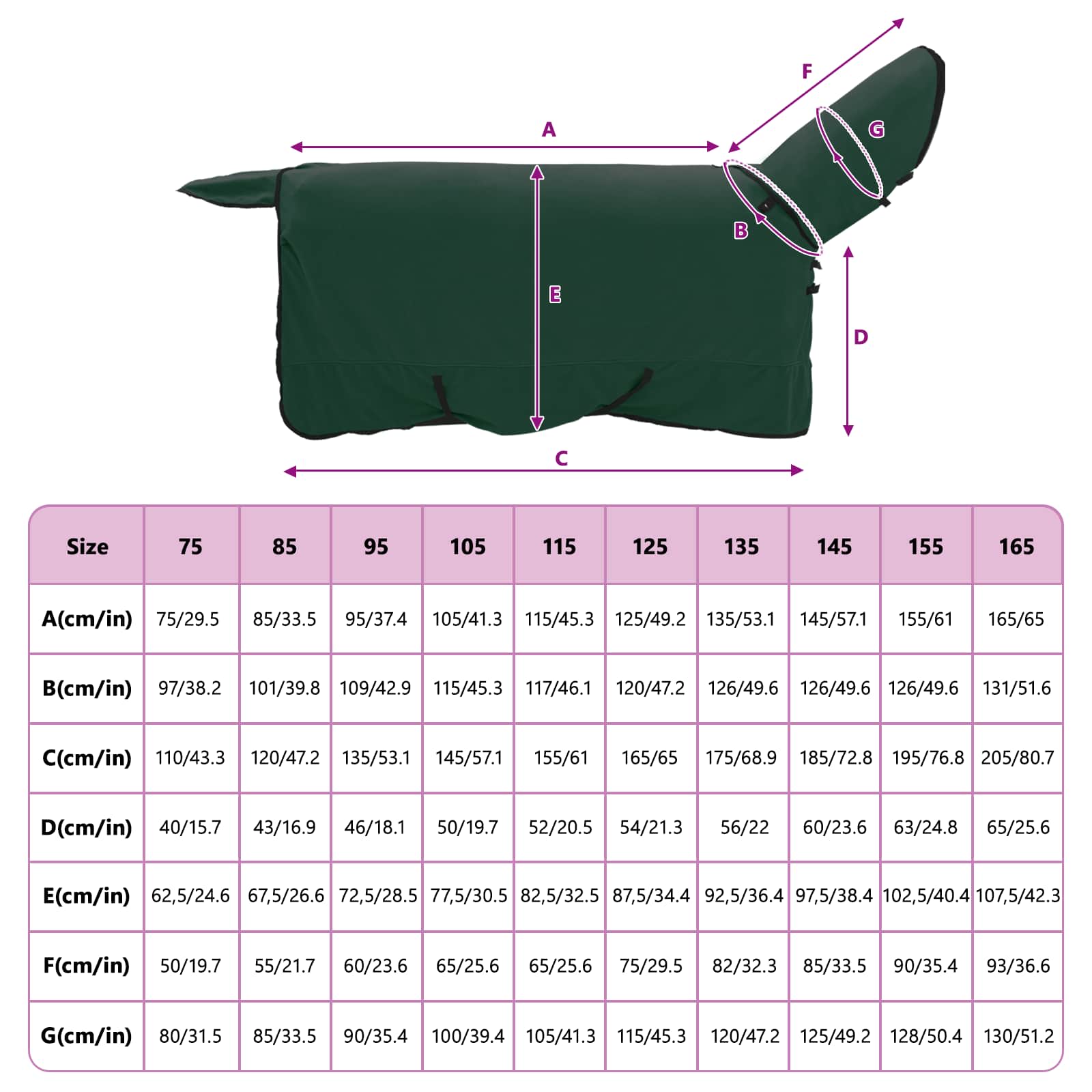 Coperta per Cavalli Verde Scuro 155 cm Fleece in poliestere