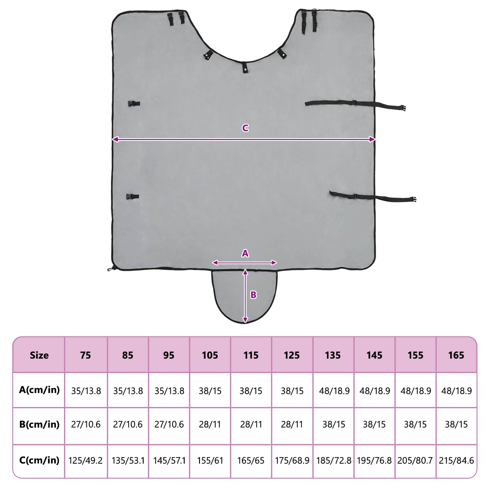 Coperta per Cavalli Grigio chiaro e rosa completo 95 cm