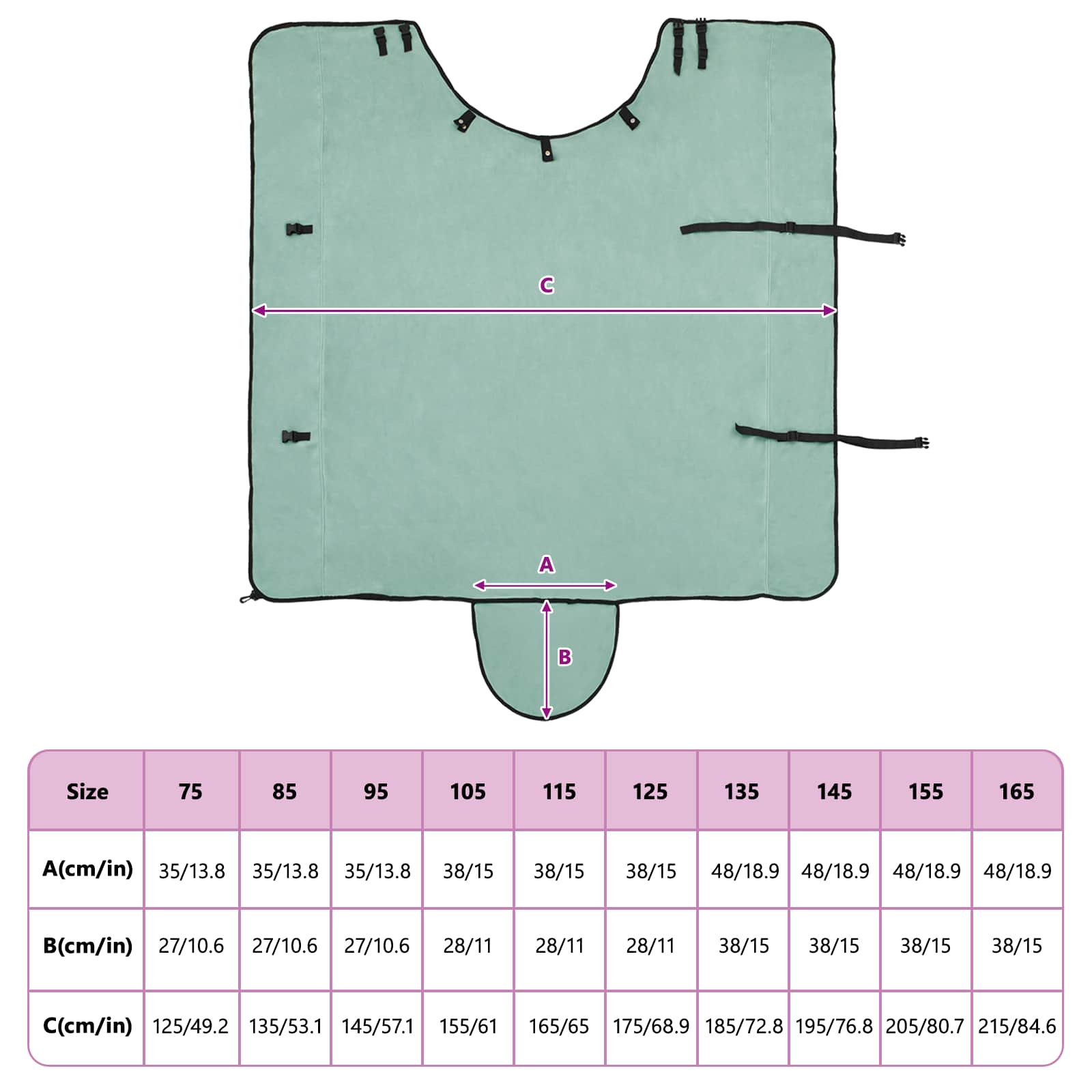 Coperta per Cavalli Verde speciale 165 cm Fleece in poliestere