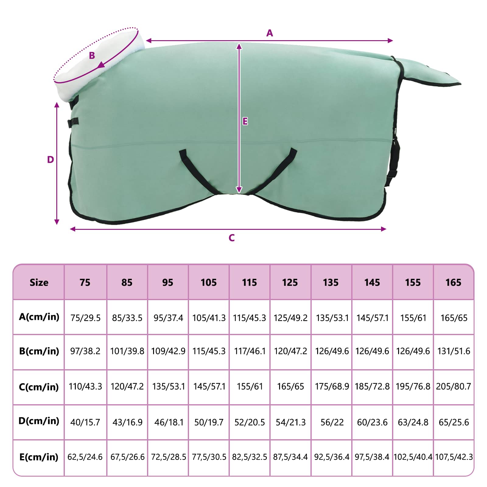 Coperta per Cavalli Verde speciale 165 cm Felpa in pile
