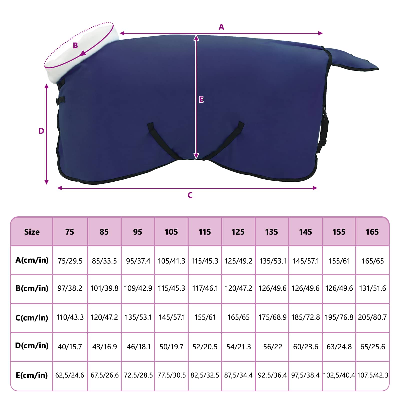 Coperta per Cavalli Blu navy 115 cm Felpa in pile