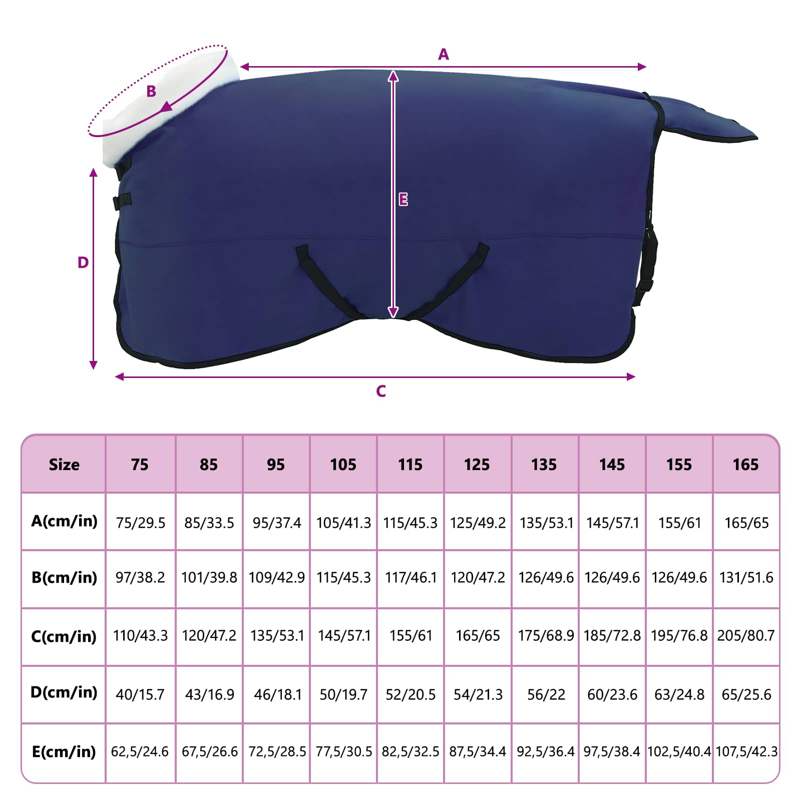 Coperta per Cavalli Blu navy 125 cm Felpa in pile