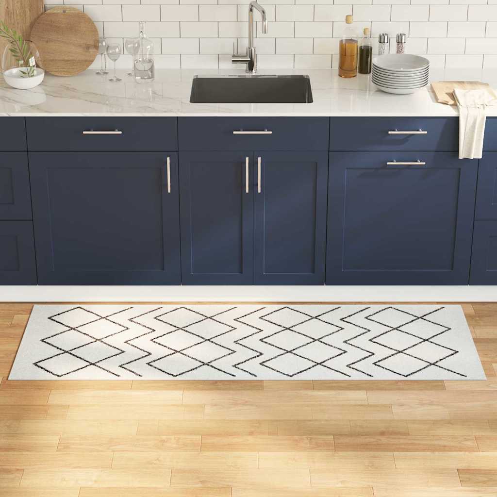 Tappeto da Cucina Bianco 180 x 60 cm Velluto