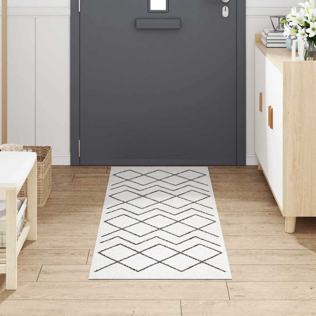 Tappeto da Cucina Bianco 180 x 60 cm Velluto