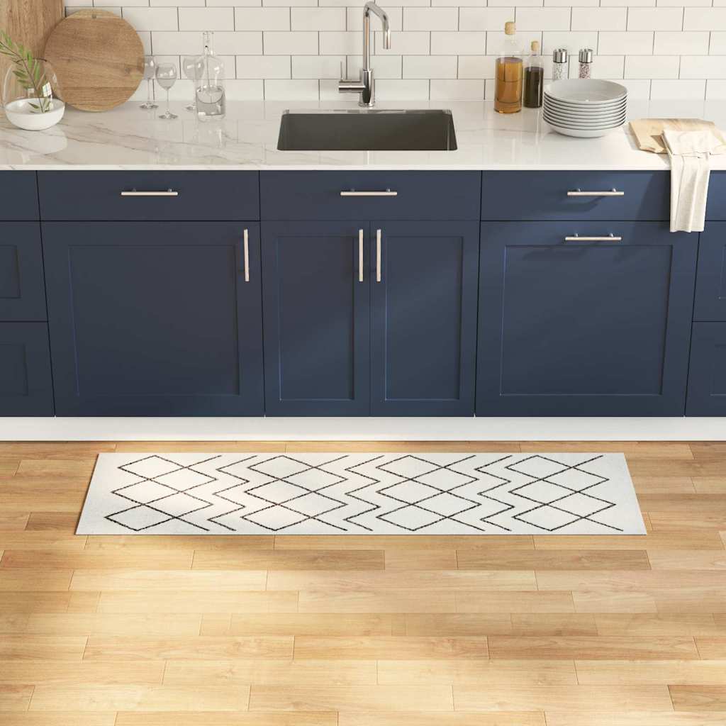 Tappeto da Cucina Bianco 150 x 45 cm Velluto