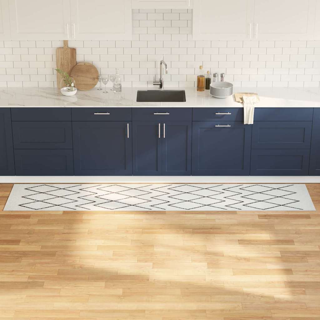 Tappeto da Cucina Bianco 300 x 60 cm Velluto