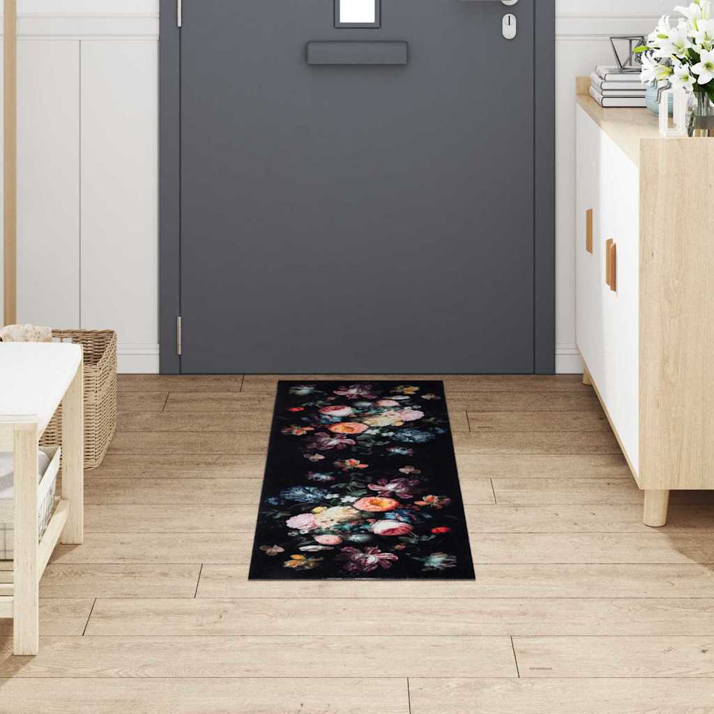 Tappeto da Cucina Nero 150 x 45 cm Velluto
