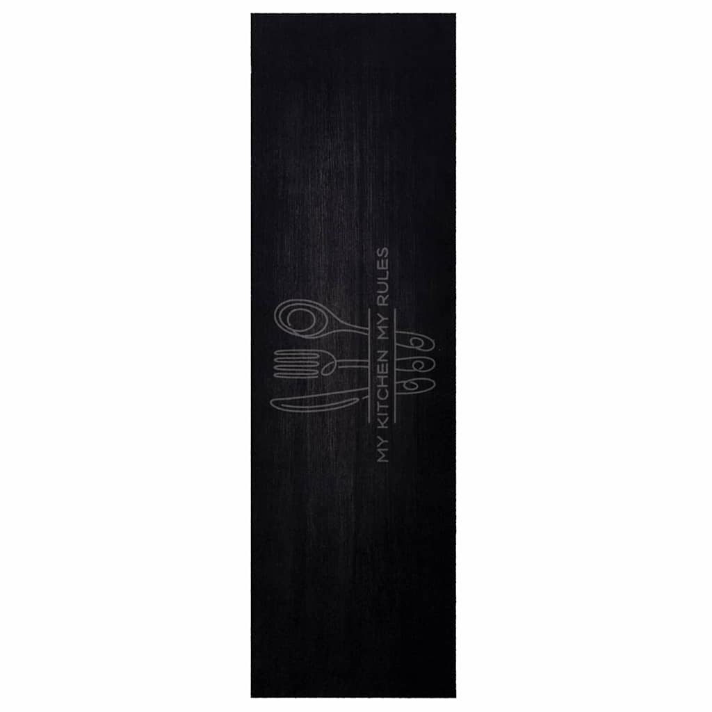 Tappeto da Cucina Posate Nero 150 x 45 cm Velluto