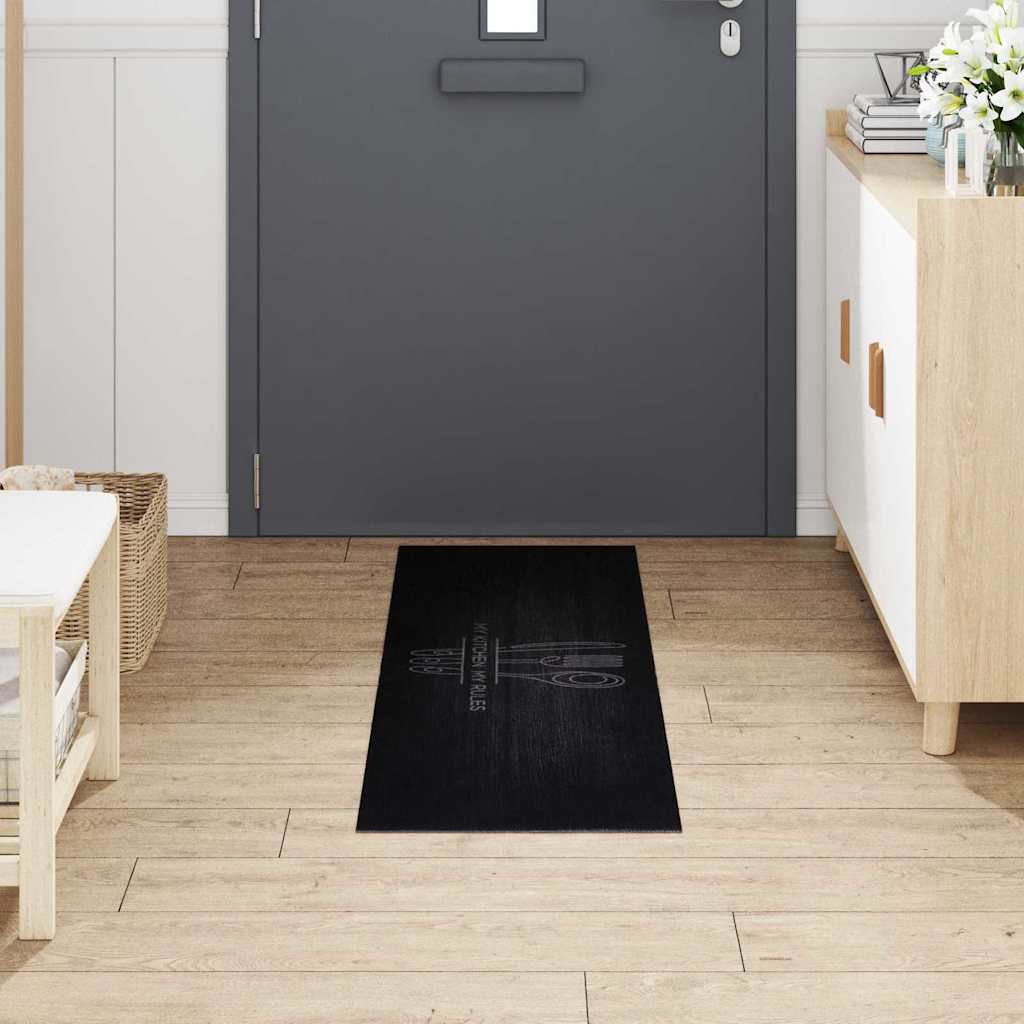 Tappeto da Cucina Posate Nero 150 x 45 cm Velluto