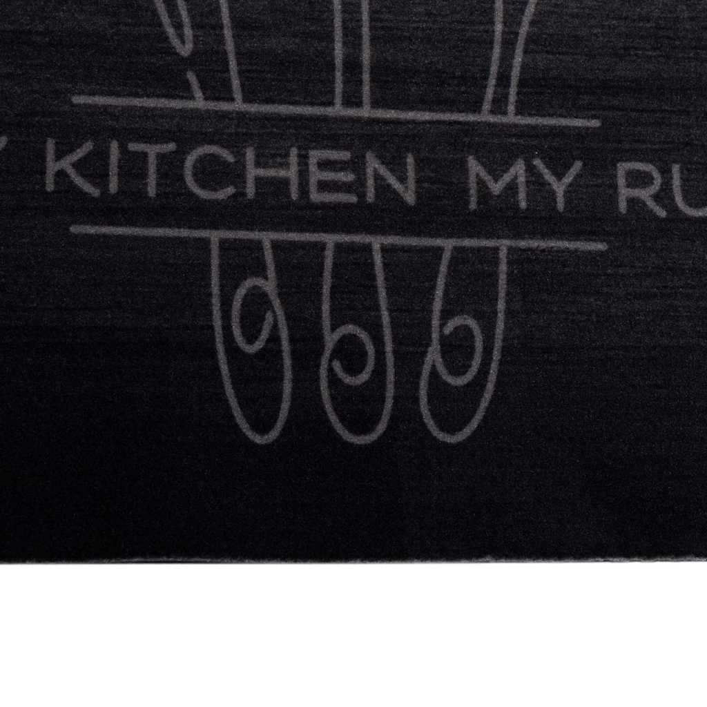 Tappeto da Cucina Posate Nero 150 x 45 cm Velluto