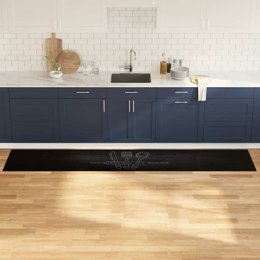 Tappeto da Cucina Posate Nero 300 x 60 cm Velluto