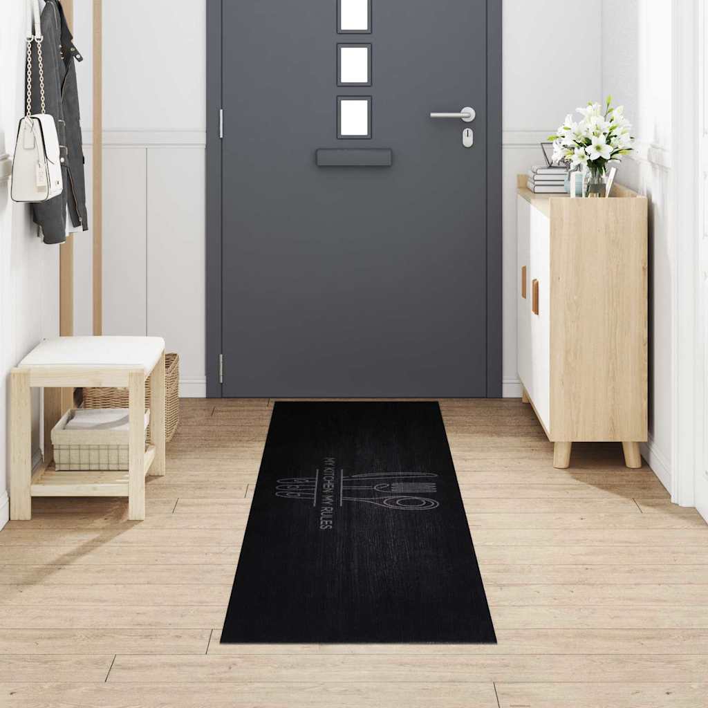 Tappeto da Cucina Posate Nero 300 x 60 cm Velluto