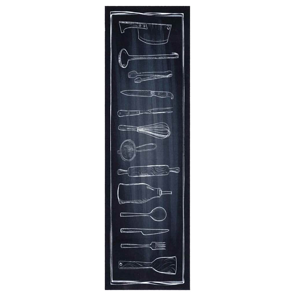 Tappeto da Cucina Nero 150 x 45 cm Velluto