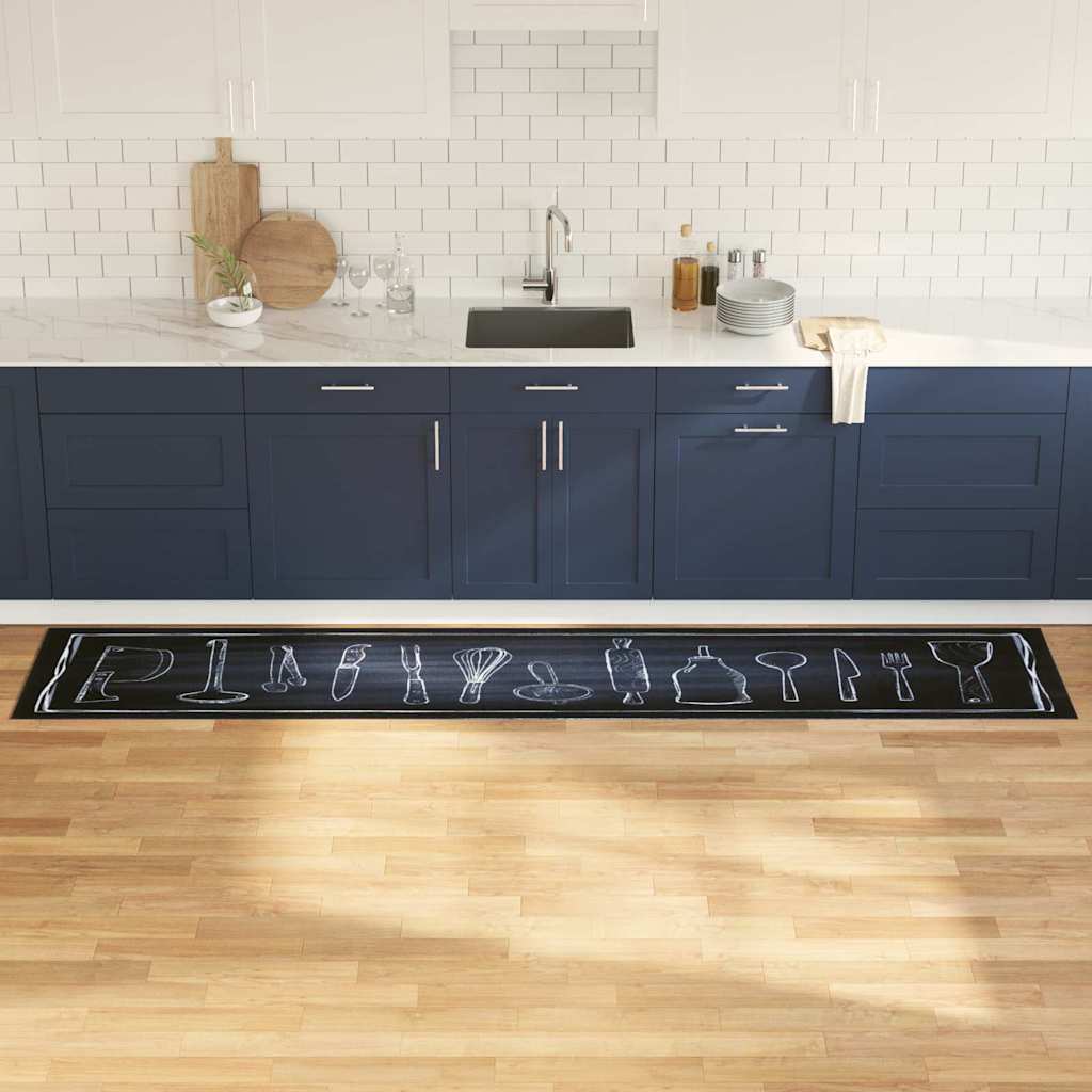 Tappeto da Cucina Nero 300 x 60 cm Velluto