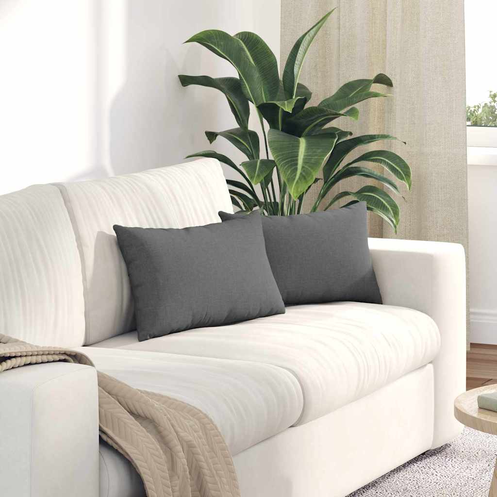 Cuscini da Divano 2 pz Tessuto Grigio scuro 50 x 30 cm
