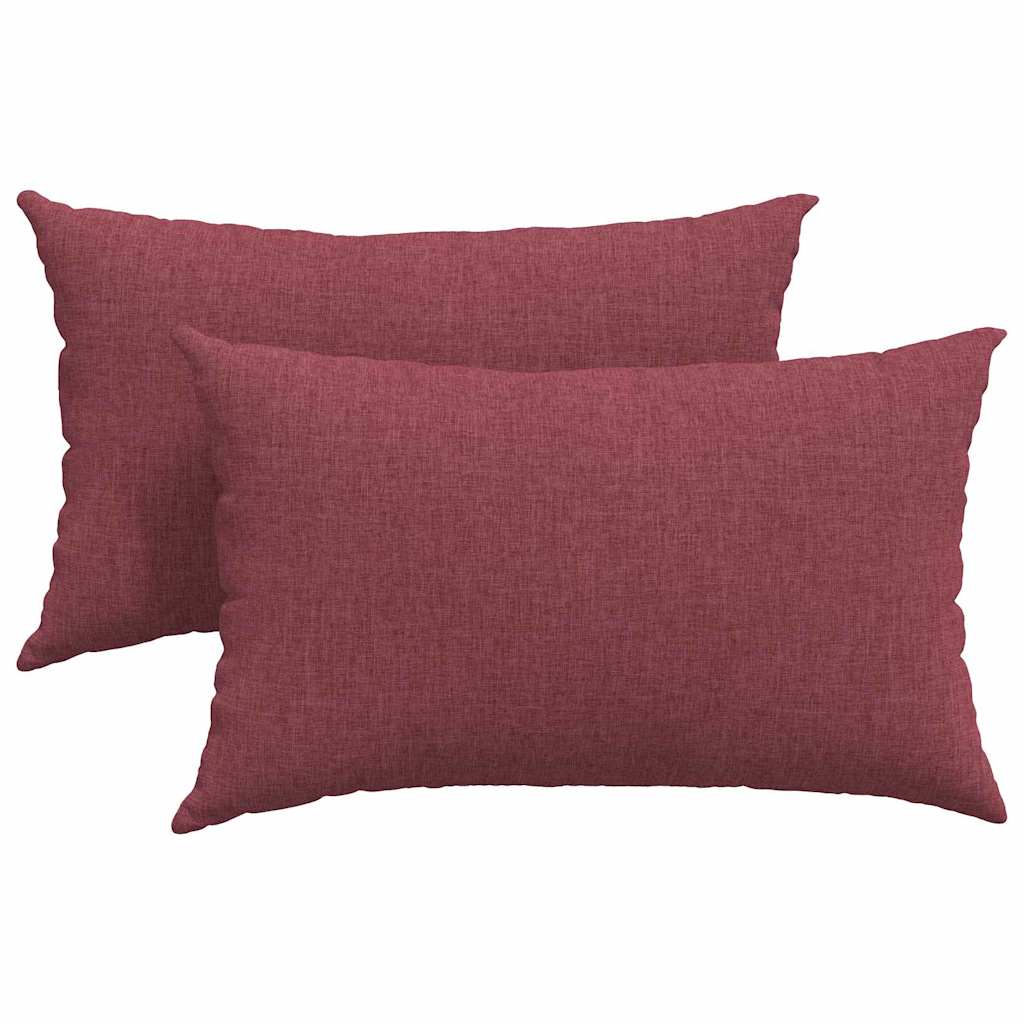Cuscini da Divano 2 pz Tessuto Rosso Vino 50 x 30 cm