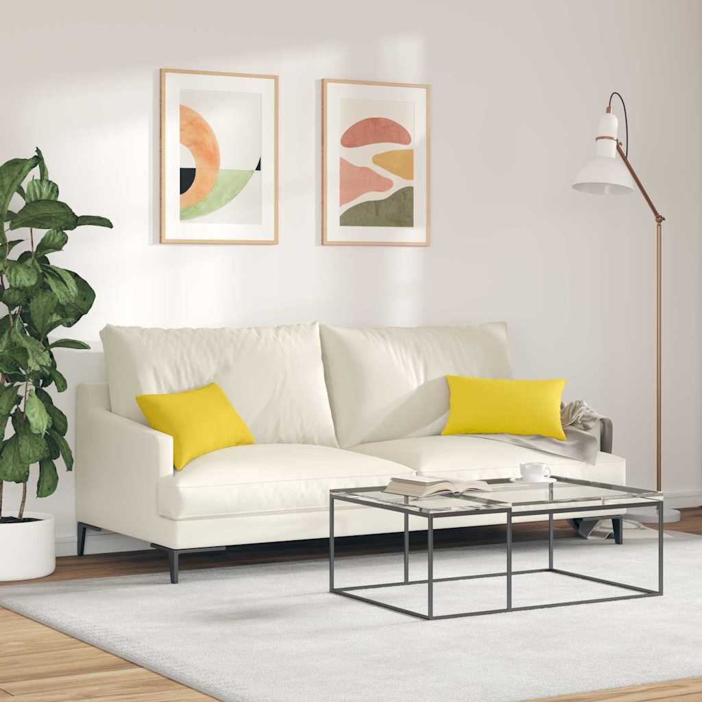 Cuscini da Divano 2 pz Tessuto Giallo Chiaro 50 x 30 cm