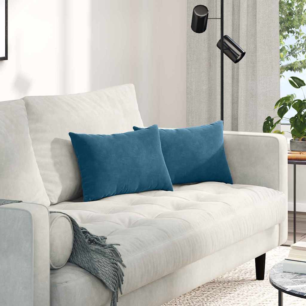 Cuscini da Divano 2 pcs Blu 50 x 30 cm Tessuto in Cords