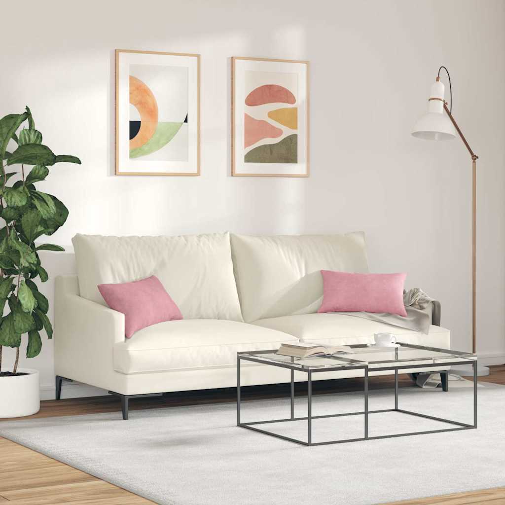 Cuscini da Divano 2 pcs Rosa 50 x 30 cm Tessuto in Cords