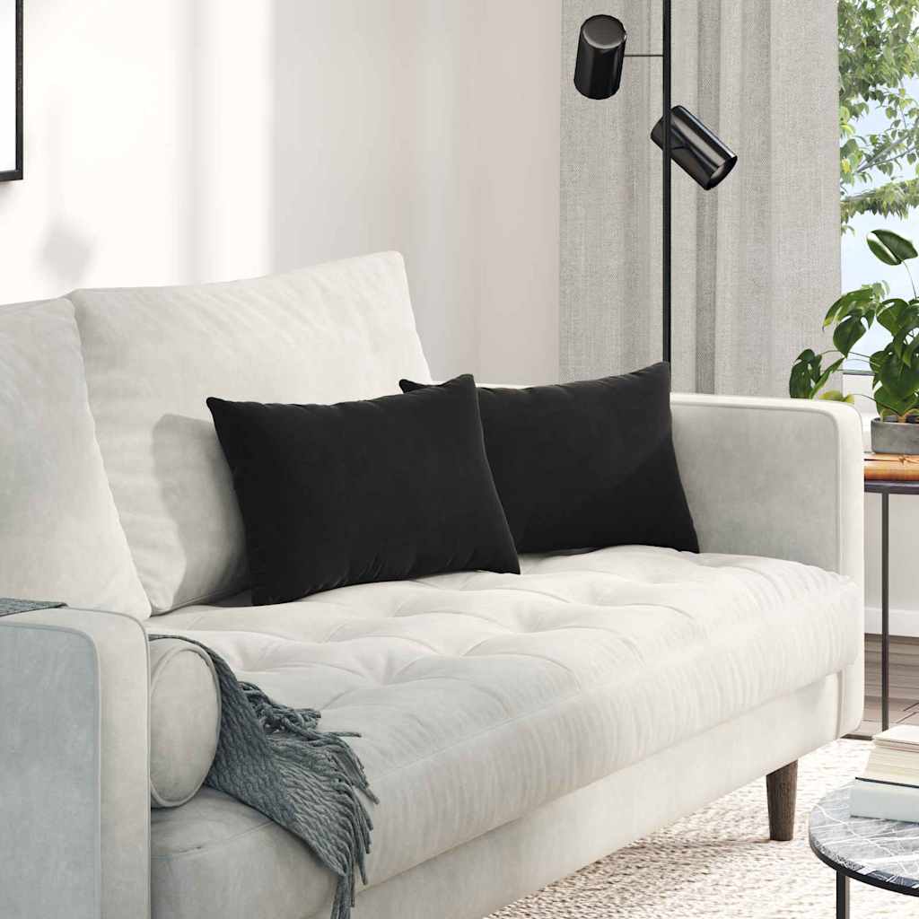 Cuscini da Divano 2 pcs Nero 50 x 30 cm Tessuto in Cords