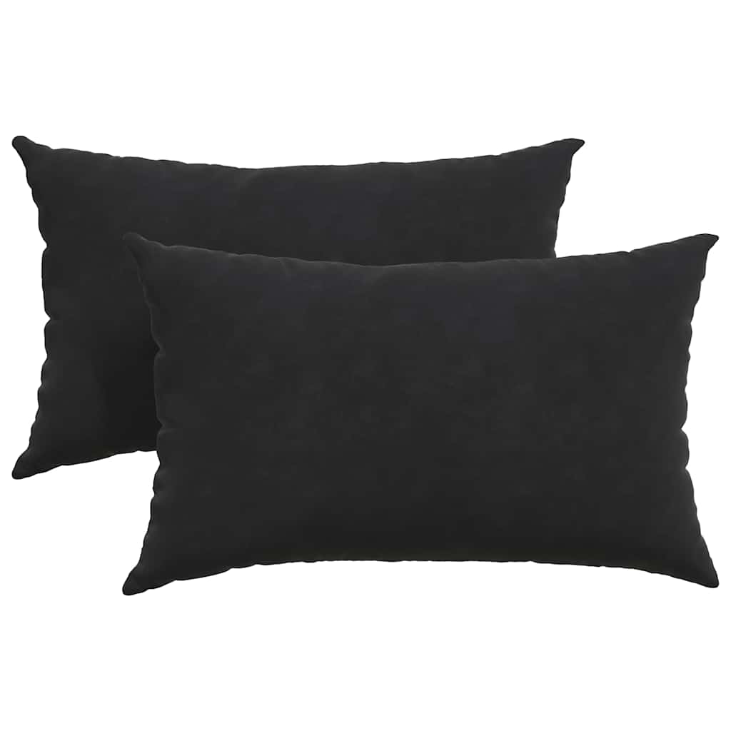 Cuscini da Divano 2 pcs Nero 50 x 30 cm Tessuto in Cords