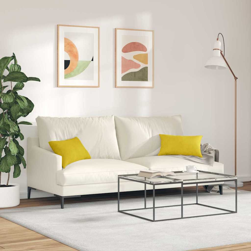 Cuscini da Divano 2 pcs Giallo 50 x 30 cm Tessuto in Cords