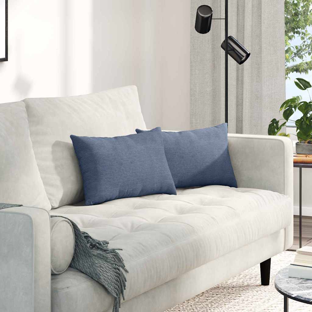 Cuscini da Divano 2 pcs Blu 50 x 30 cm Tessuto in Cords