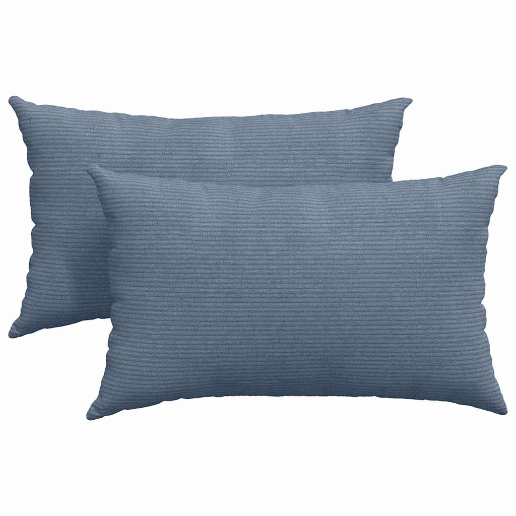 Cuscini da Divano 2 pcs Blu 50 x 30 cm Tessuto in Cords