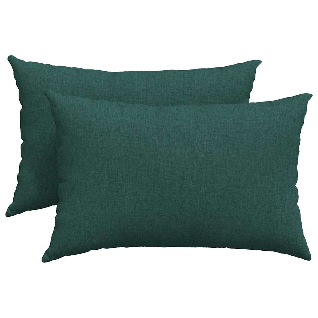 Cuscini da Divano 2 pz Tessuto Verde Scuro 60 x 40 cm