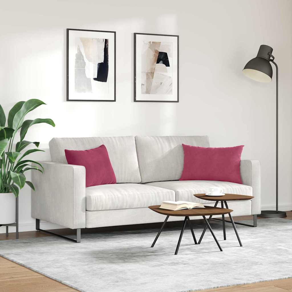 Cuscini da Divano 2 pcs Rosso Vino 60 x 40 cm Tessuto in Cords
