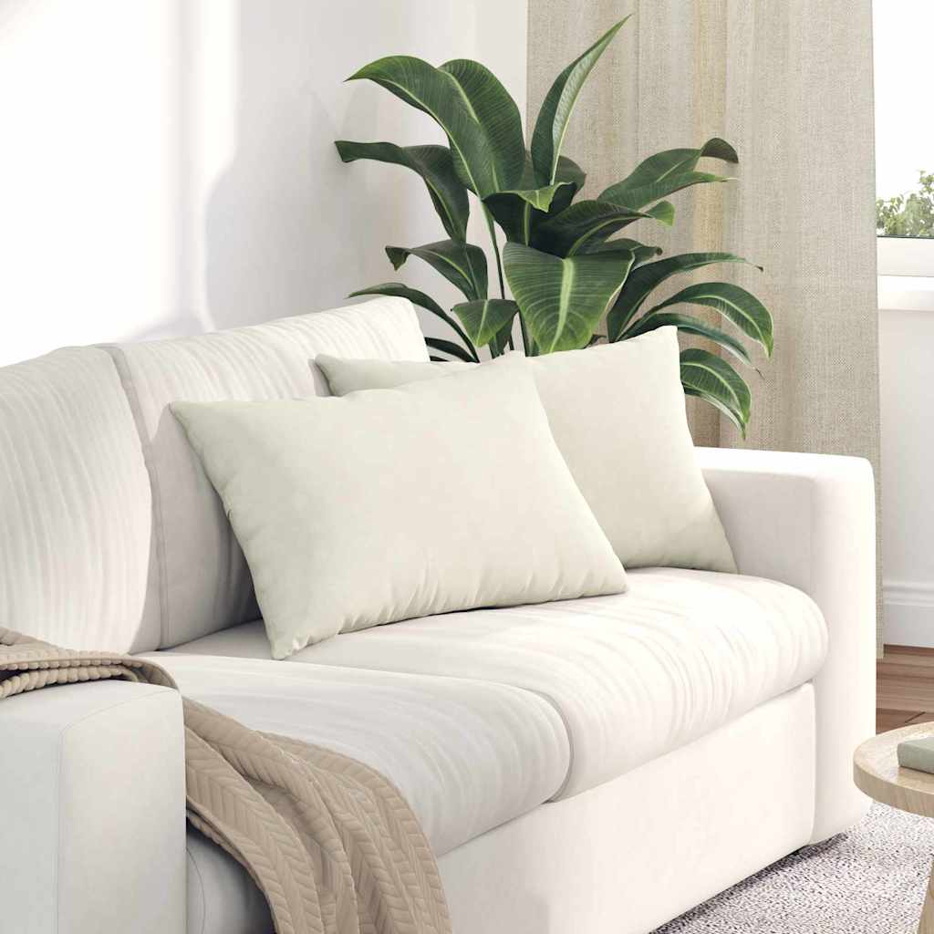 Cuscini da Divano 2 pcs Crema 60 x 40 cm Tessuto in Cords