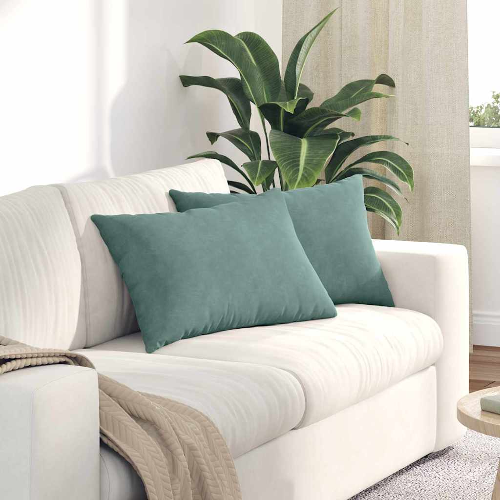 Cuscini da Divano 2 pcs Verde Mare 60 x 40 cm Tessuto in Cords