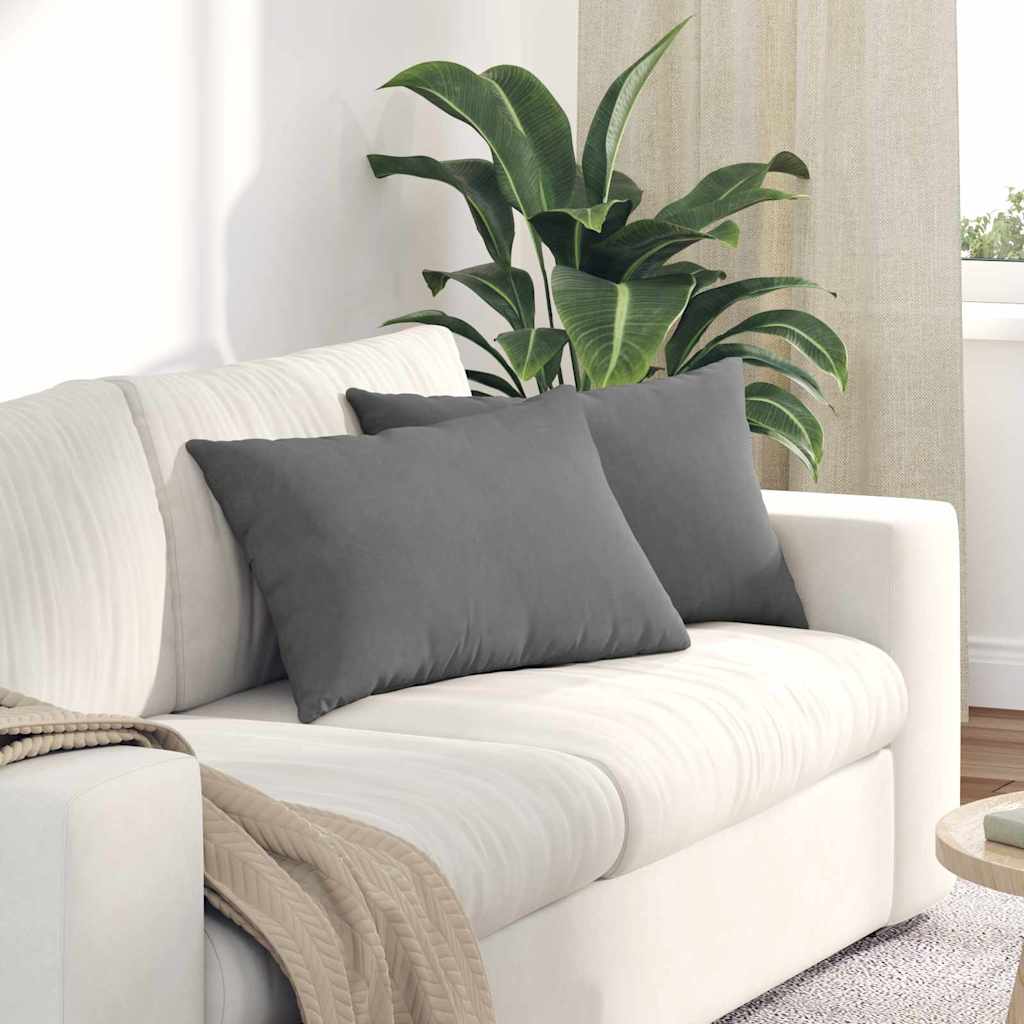 Cuscini da Divano 2 pz Tessuto Grigio scuro 60 x 40 cm