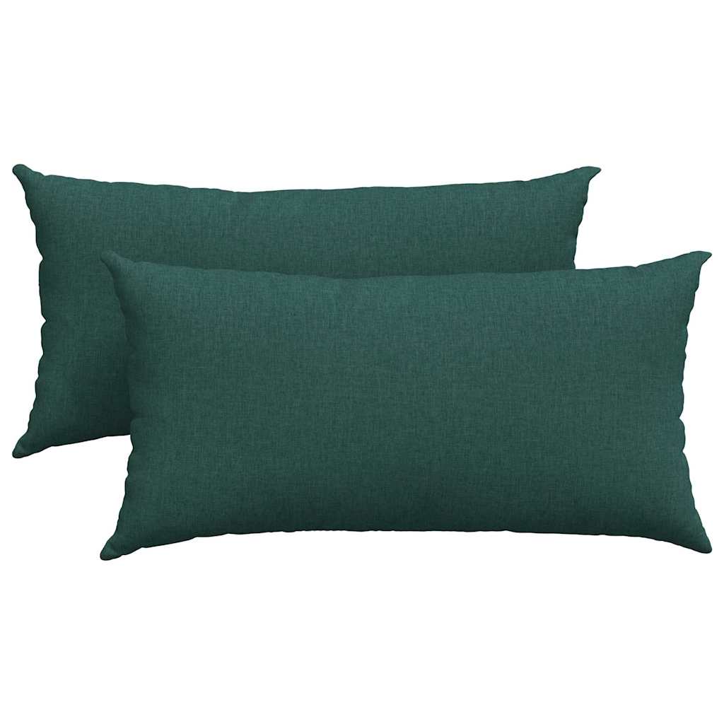 Cuscini da Divano 2 pz Tessuto Verde Scuro 80 x 40 cm