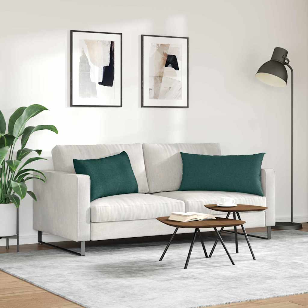 Cuscini da Divano 2 pz Tessuto Verde Scuro 80 x 40 cm