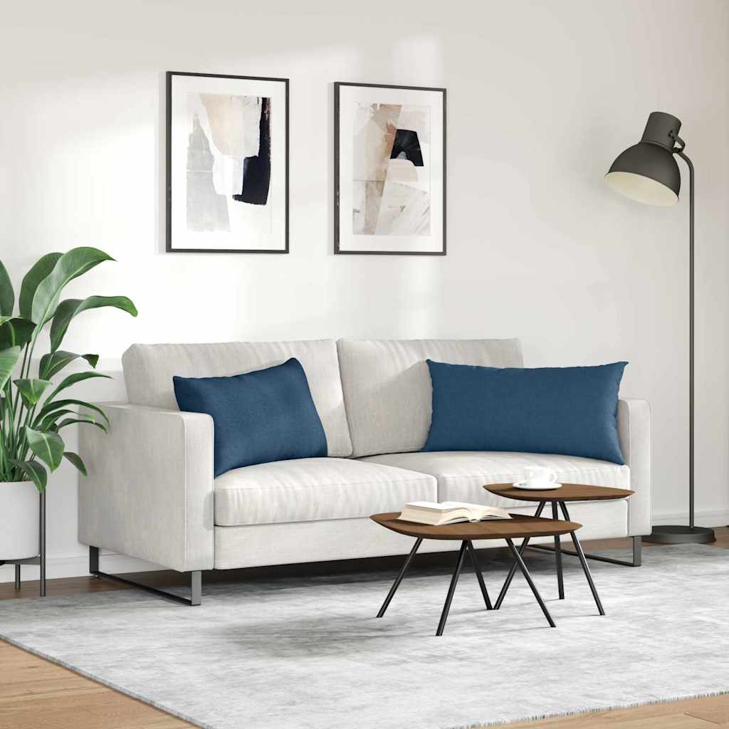 Cuscini da Divano 2 pz Tessuto Blu 80 x 40 cm