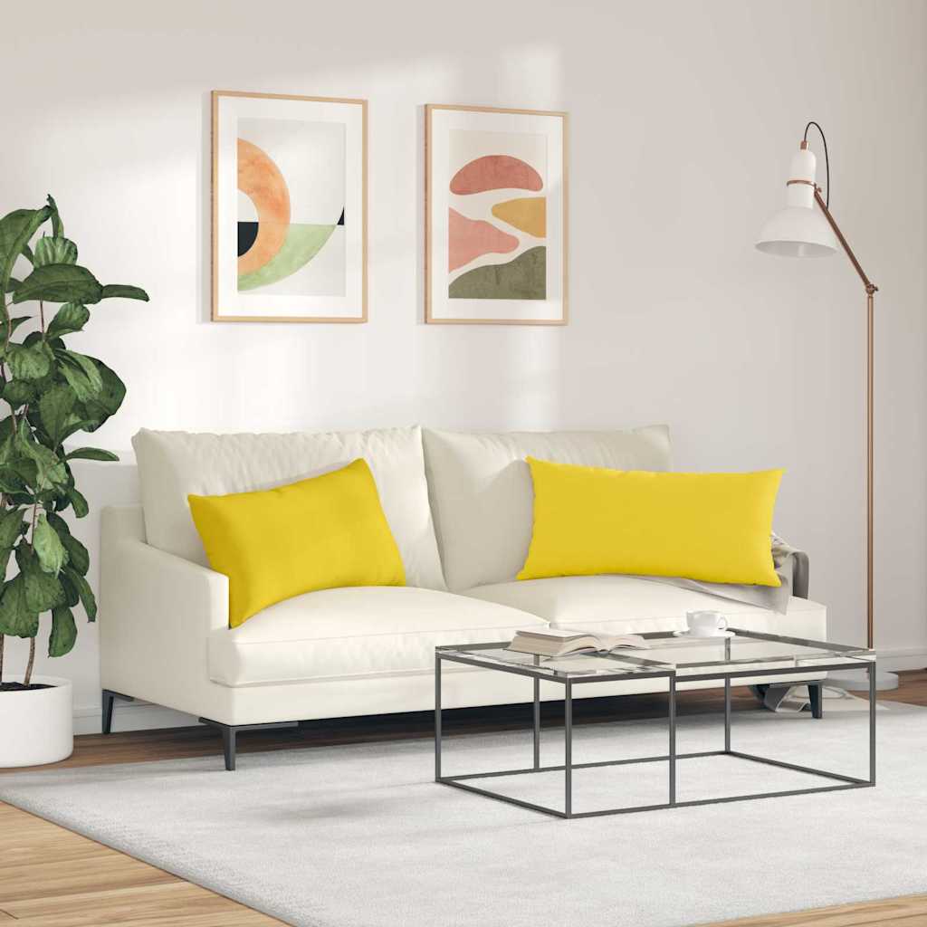 Cuscini da Divano 2 pz Tessuto Giallo Chiaro 80 x 40 cm